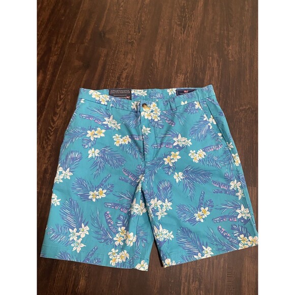 Vineyard Vines Men's 37 Breaker Shorts Palm Tree Pattern 8.5 inch Inseam Blue - Picture 1 of 10